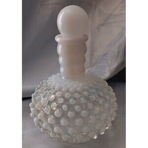 Vintage Milk Glass Hobnail Opalescent Perfume Bottle w/ Orig Stopper (no gasket)
